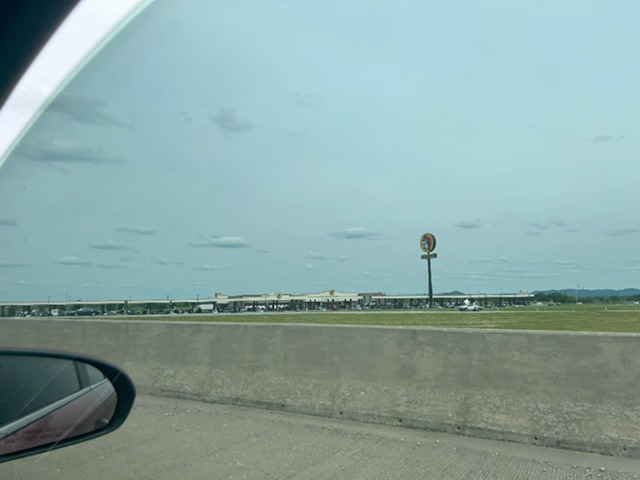 Image of a Bucc-ee's gas station from the road.